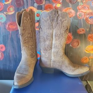 Justin like new tan brown leather cowboy boots 6.5